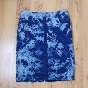 BCBG Maxazria - Blue Tie Dye Denim Skirt